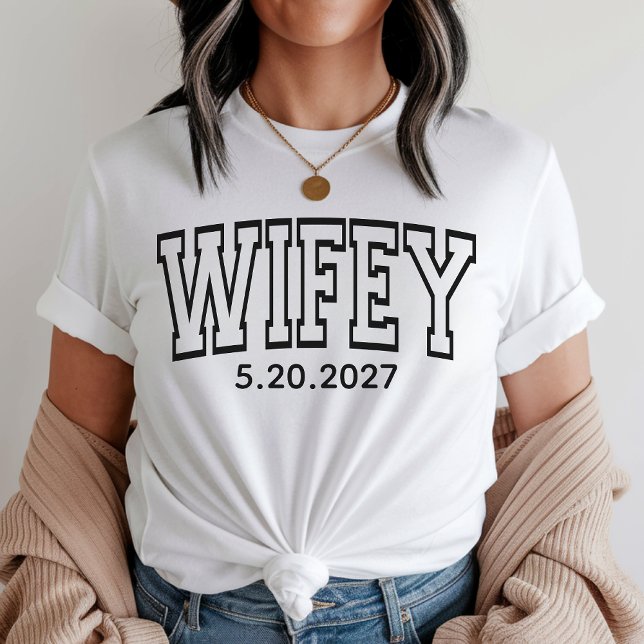 T-shirt Custom Wifey and Hubby Shirts for Bride and Groom (wifey and hubby shirt, minimalist couple shirt, wedding party shirt, honeymoon shirt, wifey shirt,)