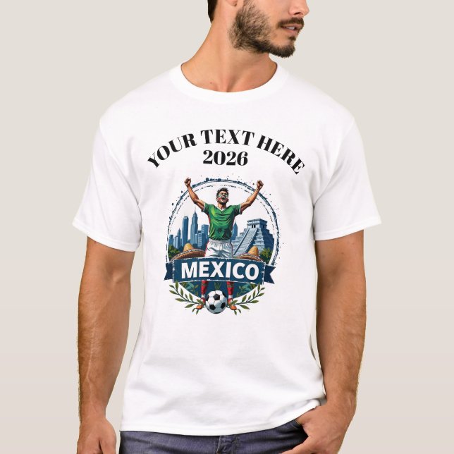 T-shirt Customisable Mexico Soccer Football Team Supporter (Devant)