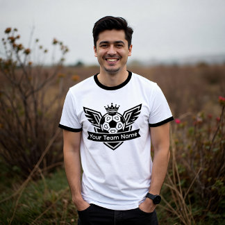 T-shirt Customisable Winged Soccer Ball Logo Team Ringer