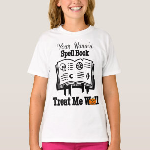 T-shirt customisé Spell book, me traiter bien drôle Hallow