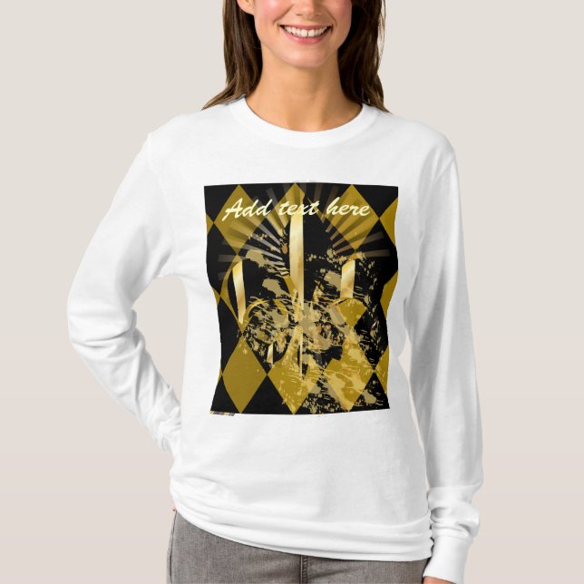 T-shirt Customisez votre texte, fleur de lis (Devant)