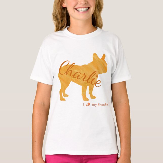 T-shirt Customizable French Bulldog Pastel Orange Frenchie (Devant)