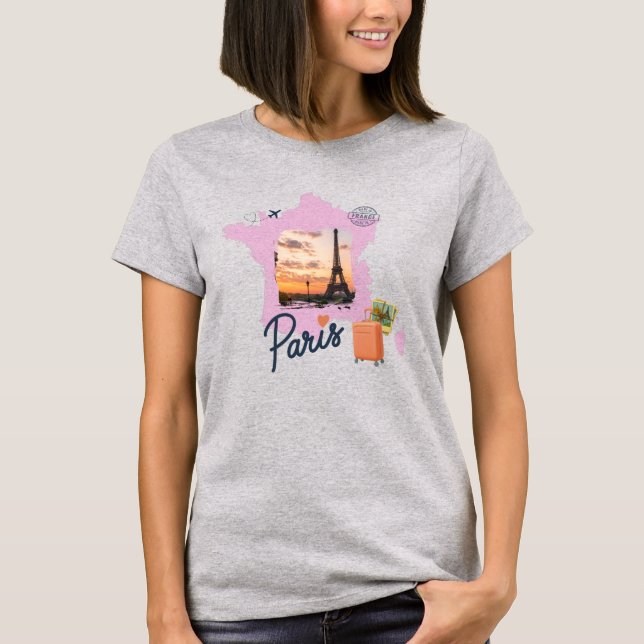 T-shirt Customizable Travel Themed Paris Shirt (Devant)