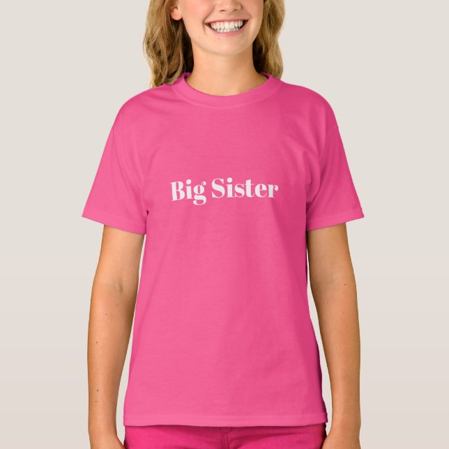 T-shirt Customize with name, texte minimal Big Sister (Devant)