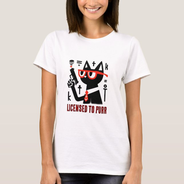 T-shirt Cut chat tenant une arme drôle (Devant)