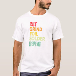 T-shirt Cut Grind Foil Solder Repeat Stained Glass Artist