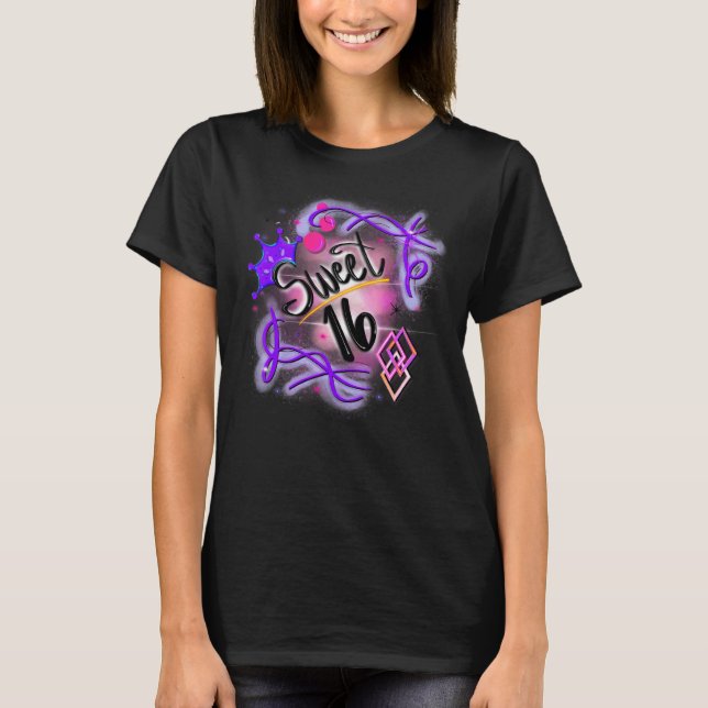 T-shirt Cute16e anniversaire Airbrush Graffiti Retro (Devant)