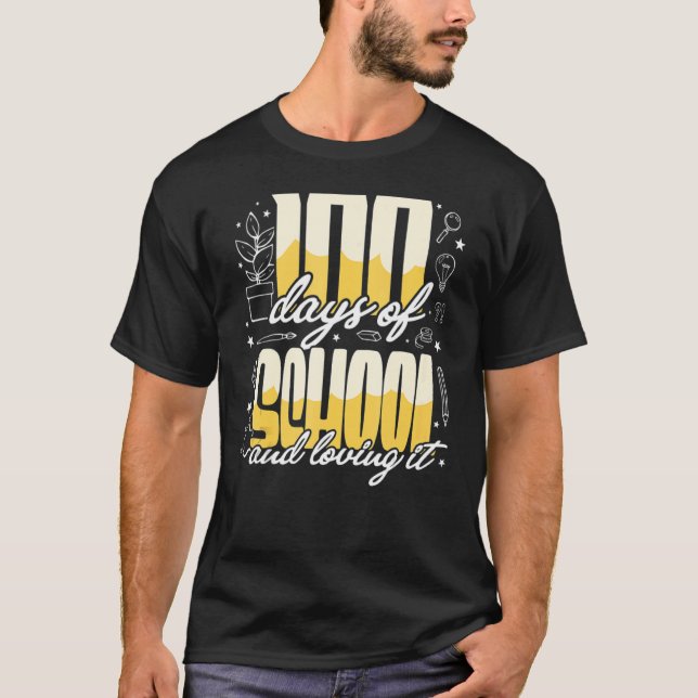 T-shirt Cute 100 Days of school and still loving it Hearts (Devant)
