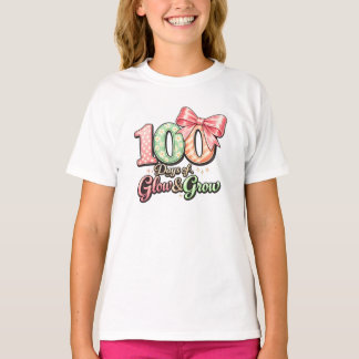 T-shirt Cute 100 Days of School Glow and Grow Bow Floral 