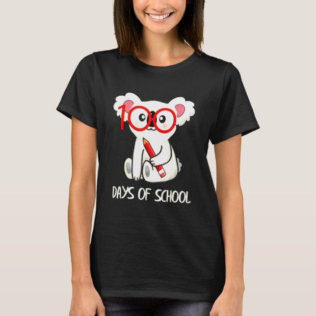 T-shirt Cute 100 Days Of School Koala Animal Student Teach (Devant)