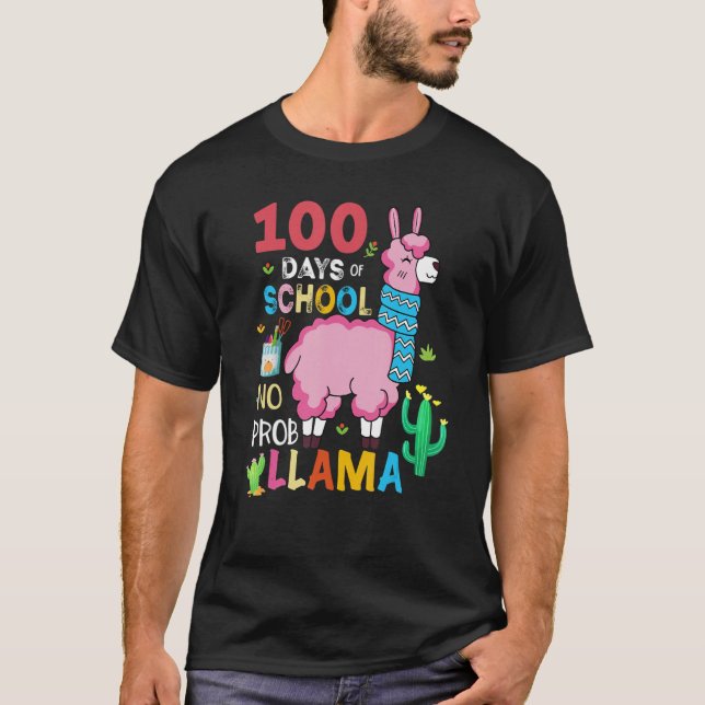 T-shirt Cute 100 Days Of School No Prob-llama Llama Teache (Devant)