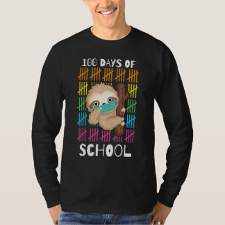 T-shirt Cute 100 Days Of School Sloth Face Mask Virtual Te