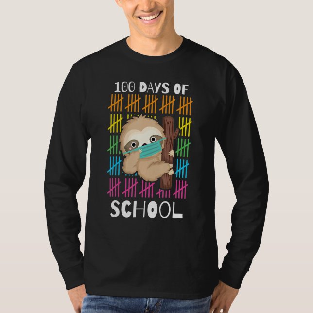 T-shirt Cute 100 Days Of School Sloth Face Mask Virtual Te (Devant)