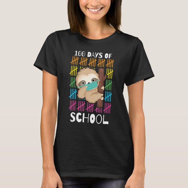 T-shirt Cute 100 Days Of School Sloth Face Mask Virtual Te (Devant)