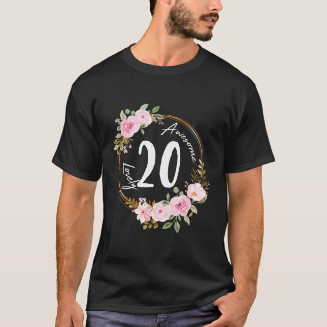 T-shirt Cute 20 Anniversaire Fille Floral Wreath Summ (Devant)