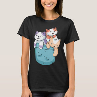 T-shirt Cute 3 Cats in a Pocket  Cat   Kids Boys Girls