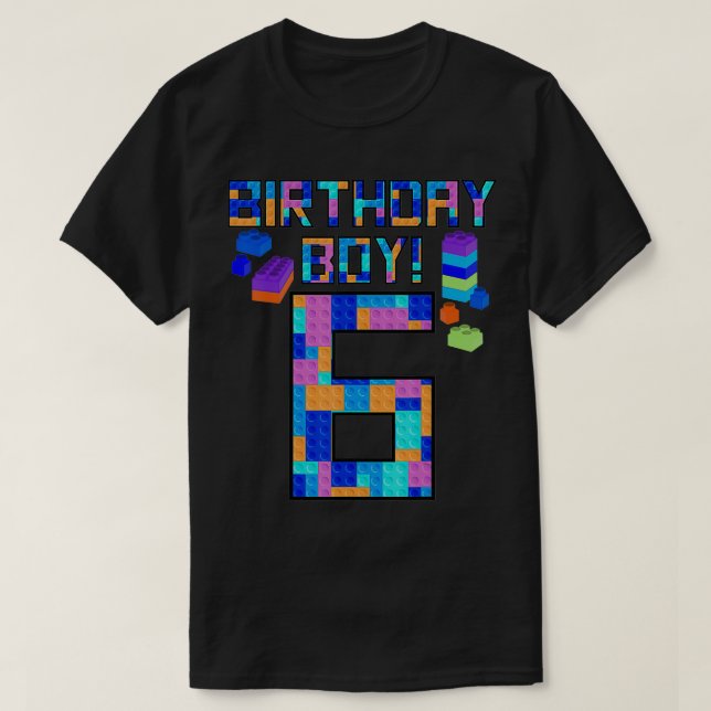 T-shirt Cute 6th Birthday Gift 6 Years Old Block Building  (Design devant)