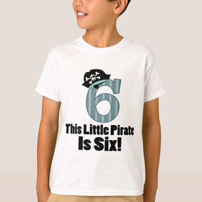 T-shirt Cute 6th Birthday Pirate (Devant)