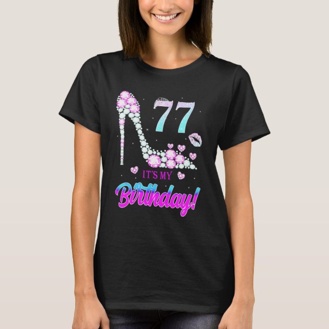 T-shirt Cute 77 Years Old It's My 77th Birthday Party (Devant)