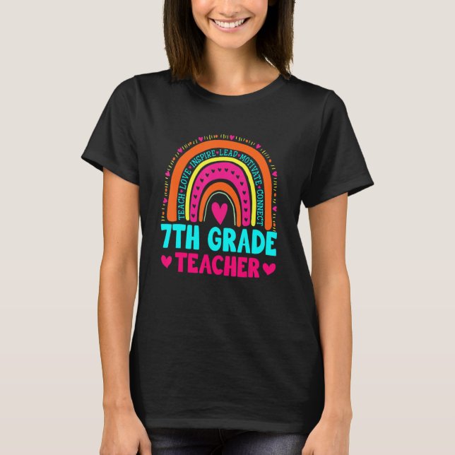 T-shirt Cute 7th Grade Teacher Rainbow Back To School (Devant)