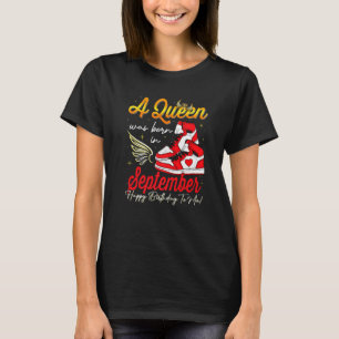 T-shirt Cute A Queen Est Née En Septembre Femmes Filles Sn