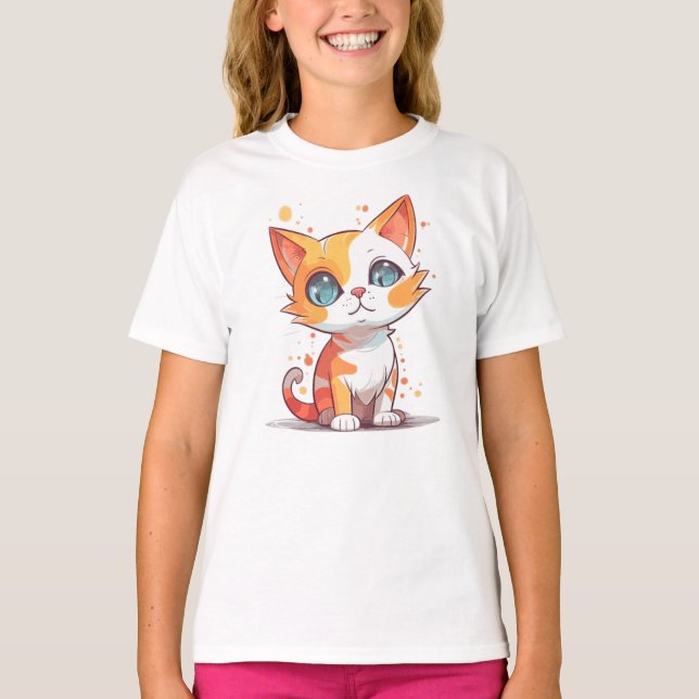 T-shirt Cute Adorable Chat Brown (Devant)