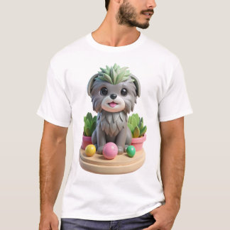 T-shirt Cute Affenpinscher Succulent | 3D Grey Monkey Dog