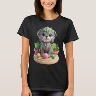 T-shirt Cute Affenpinscher Succulent | 3D Grey Monkey Dog