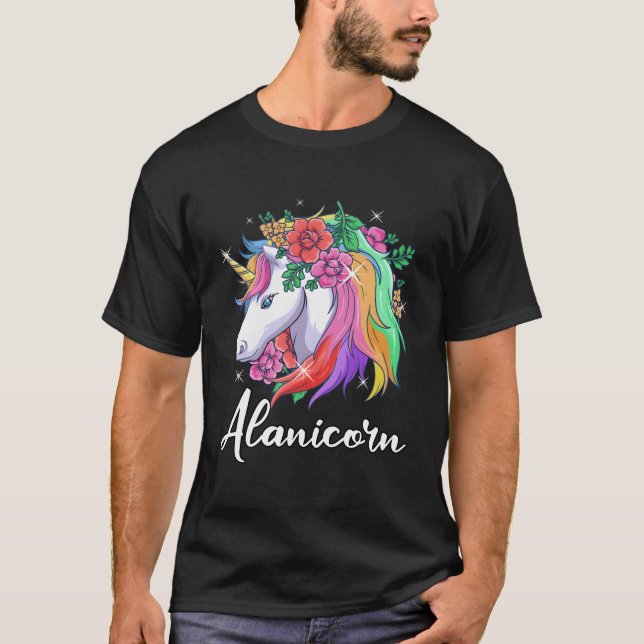 T-shirt Cute Alanicorn Nom personnalisé Unicorn Alani (Devant)