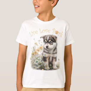T-shirt Cute Alaska Malamute Chien Floral