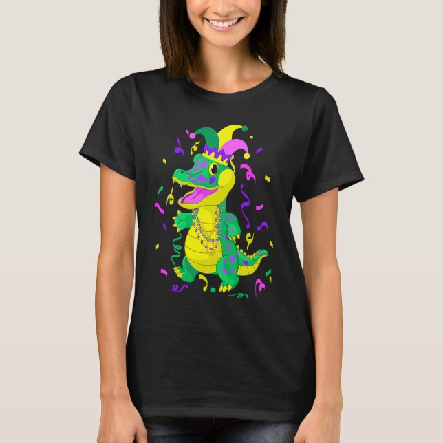 T-shirt Cute Alligator Mardi Gras   Mardi Gras Alligator (Devant)