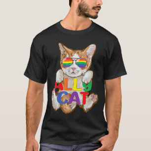 T-shirt Cute Ally Chat LGBT Gay Rainbow Pride Drapeau Kitt
