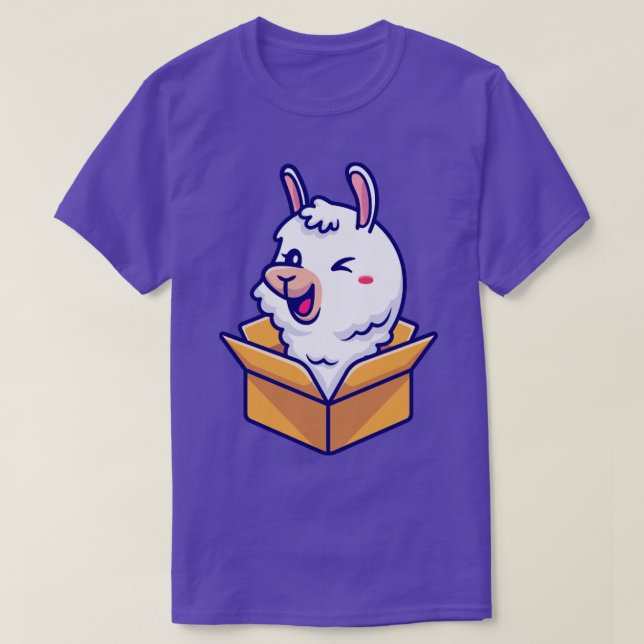 T-shirt Cute Alpaca In Box Cartoon (Design devant)