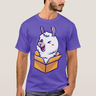 T-shirt Cute Alpaca In Box Cartoon