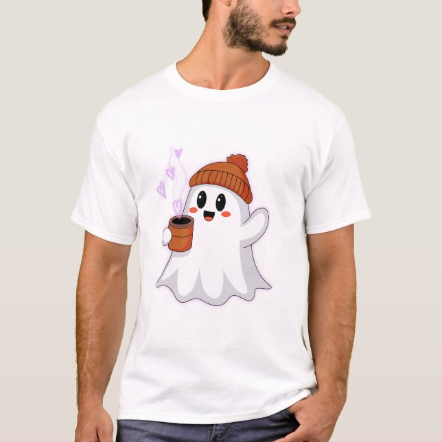 T-shirt 👻 Cute Amateur De Café Fantôme (Devant)