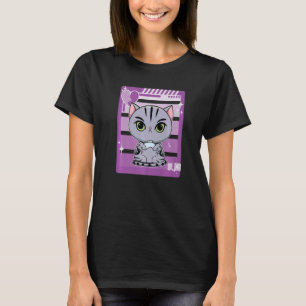 T-shirt Cute Américain Shorthair Chat Egirl Gamer Jeu