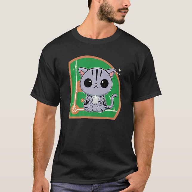 T-shirt Cute American Shorthair Cat Baseball Player (Devant)