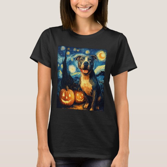 T-shirt Cute American Staffordshire Terrier Dog Halloween  (Devant)