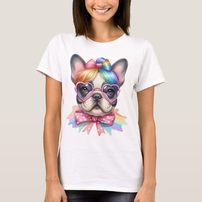 T-SHIRT CUTE AND COLORFUL FRENCH BULLDOG DOG (Devant)