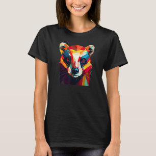 T-shirt Cute Animal Colorée Géométrique Ferret Face 4