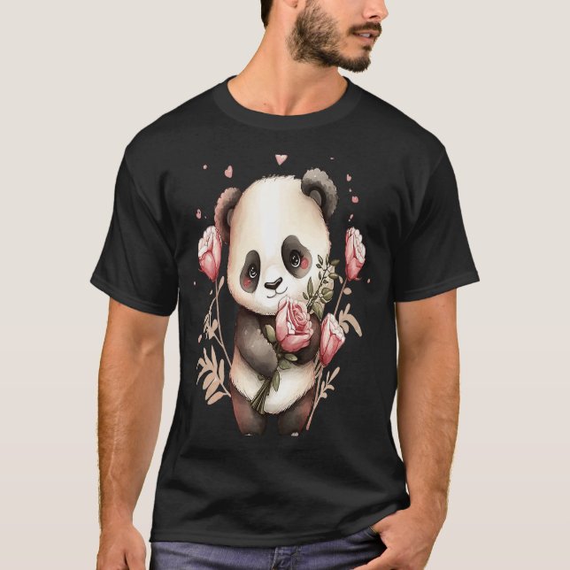 T-shirt Cute animal Fille panda valentine jour femmes pand (Devant)