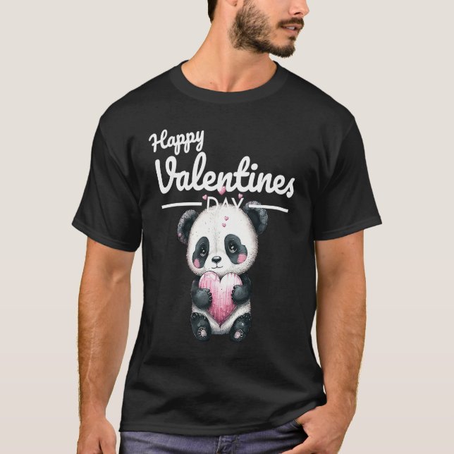 T-shirt Cute Animal Heart Panda  Happy Valentine Day  9 (Devant)