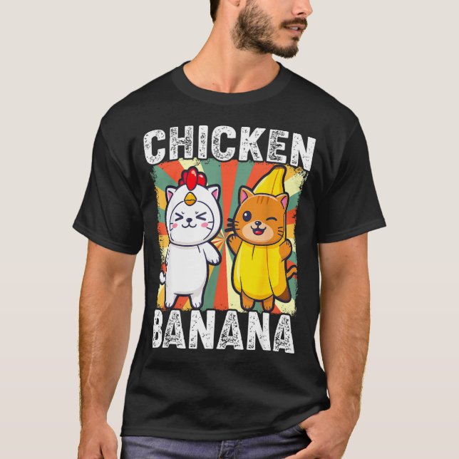 T-shirt Cute Animals In Chicken And Banana Costumes Kawaii (Devant)
