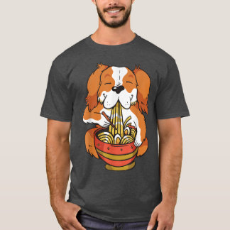 T-shirt Cute Anime Chien Nourrit Soupe Ramen Avec Nouilles