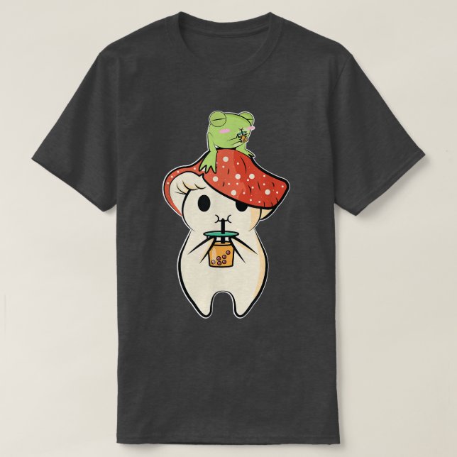 T-shirt Cute anime Frog Mushroom Matcha Tea  (Design devant)