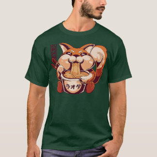 T-shirt Cute Anime Kawaii Fox Manger Ramen Noodles Premium