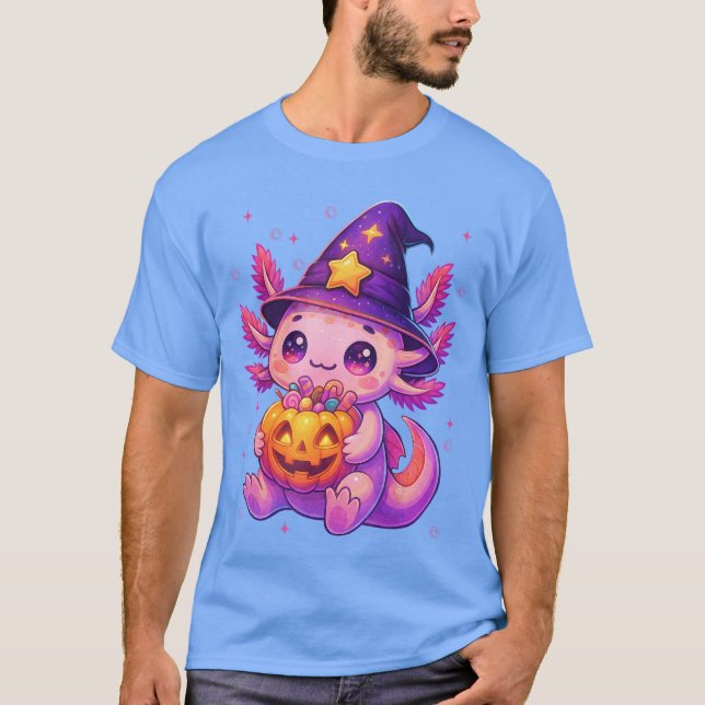 T-shirt Cute Aolotl Witch Pumpkin Halloween Costumes Girls (Devant)