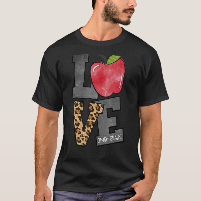 T-shirt Cute Apple Leopard Love 2e classe Équipe de 2e ann (Devant)