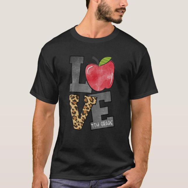 T-shirt Cute Apple Leopard Love 4E Classe Équipe Quatrième (Devant)