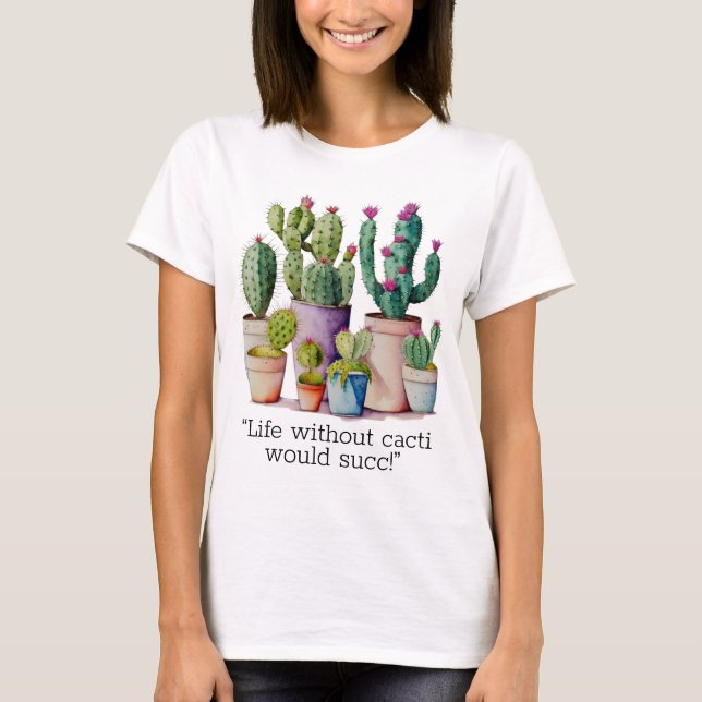 T-shirt Cute aquarelle cactus succulents dans les pots (Devant)